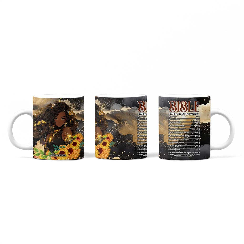 Bible Emergency Numbers Coffee Mug Bible Verse Religious Gifts For Afro Women TB10 Print Your Wear