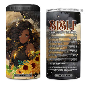 Bible Emergency Numbers 4 in 1 Can Cooler Tumbler Bible Verse Religious Gifts For Afro Women TB10 One Size: 16 oz Black Print Your Wear