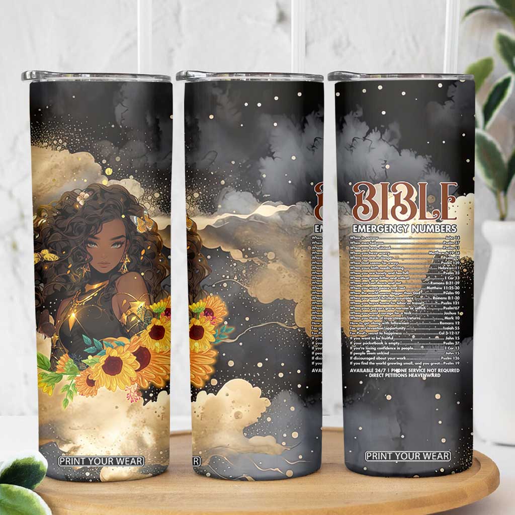 Bible Emergency Numbers Skinny Tumbler Bible Verse Religious Gifts For Afro Women TB10 Print Your Wear