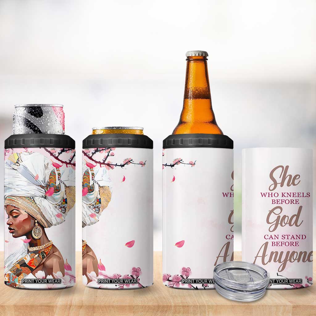 African American Gifts For Women 4 in 1 Can Cooler Tumbler Cherry Blossom Flowers Bible Verse Religious Gifts For Afro Women TB10 Print Your Wear