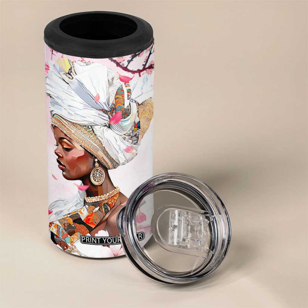 African American Gifts For Women 4 in 1 Can Cooler Tumbler Cherry Blossom Flowers Bible Verse Religious Gifts For Afro Women TB10 Print Your Wear