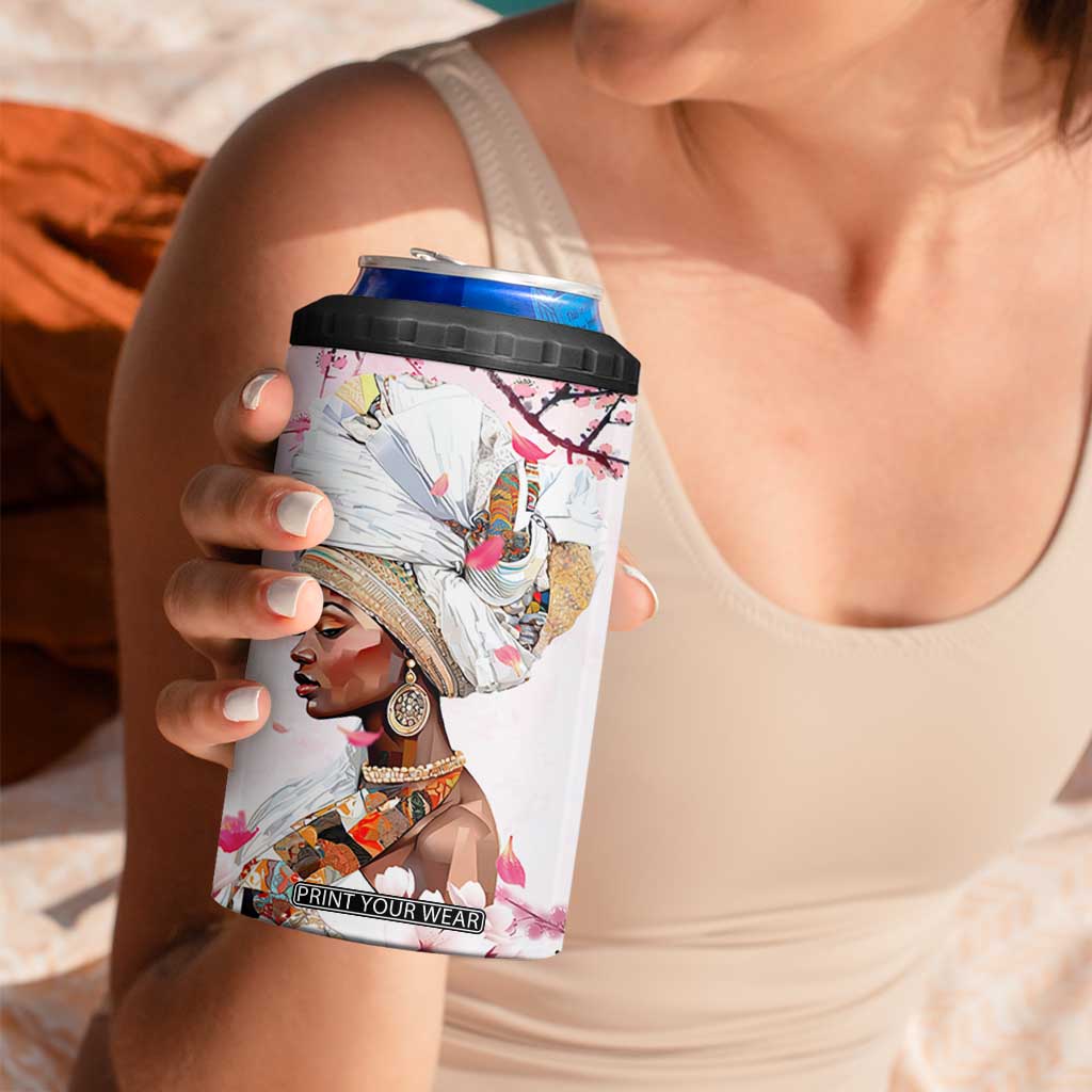 African American Gifts For Women 4 in 1 Can Cooler Tumbler Cherry Blossom Flowers Bible Verse Religious Gifts For Afro Women TB10 Print Your Wear