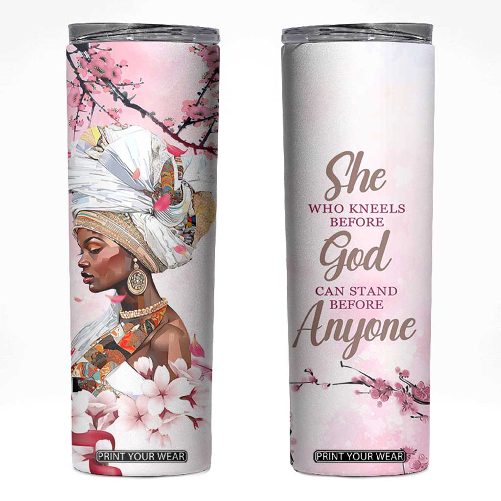 African American Gifts For Women Skinny Tumbler Cherry Blossom Flowers Bible Verse Religious Gifts For Afro Women TB10 Pink Print Your Wear