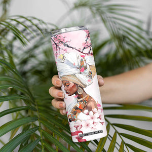 African American Gifts For Women Skinny Tumbler Cherry Blossom Flowers Bible Verse Religious Gifts For Afro Women TB10 Print Your Wear