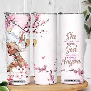 African American Gifts For Women Skinny Tumbler Cherry Blossom Flowers Bible Verse Religious Gifts For Afro Women TB10 Print Your Wear
