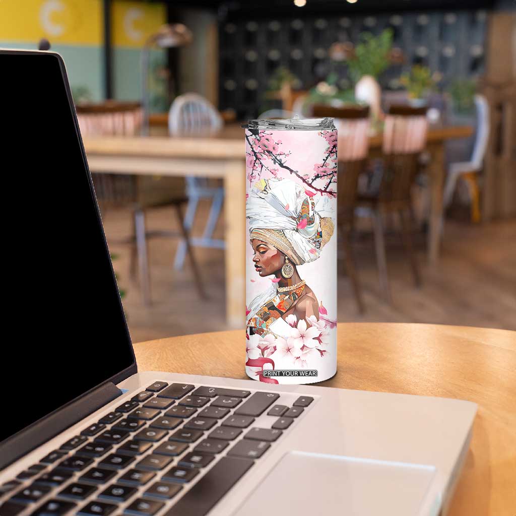 African American Gifts For Women Skinny Tumbler Cherry Blossom Flowers Bible Verse Religious Gifts For Afro Women TB10 Print Your Wear