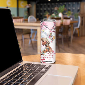 African American Gifts For Women Skinny Tumbler Cherry Blossom Flowers Bible Verse Religious Gifts For Afro Women TB10 Print Your Wear