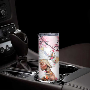 African American Gifts For Women Skinny Tumbler Cherry Blossom Flowers Bible Verse Religious Gifts For Afro Women TB10 Print Your Wear