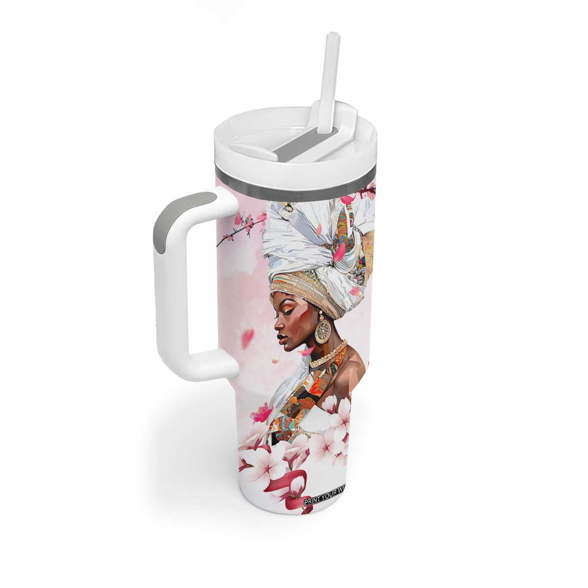 African American Gifts For Women Tumbler With Handle Cherry Blossom Flowers Bible Verse Religious Gifts For Afro Women TB10 Print Your Wear