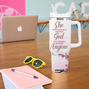African American Gifts For Women Tumbler With Handle Cherry Blossom Flowers Bible Verse Religious Gifts For Afro Women TB10 Print Your Wear