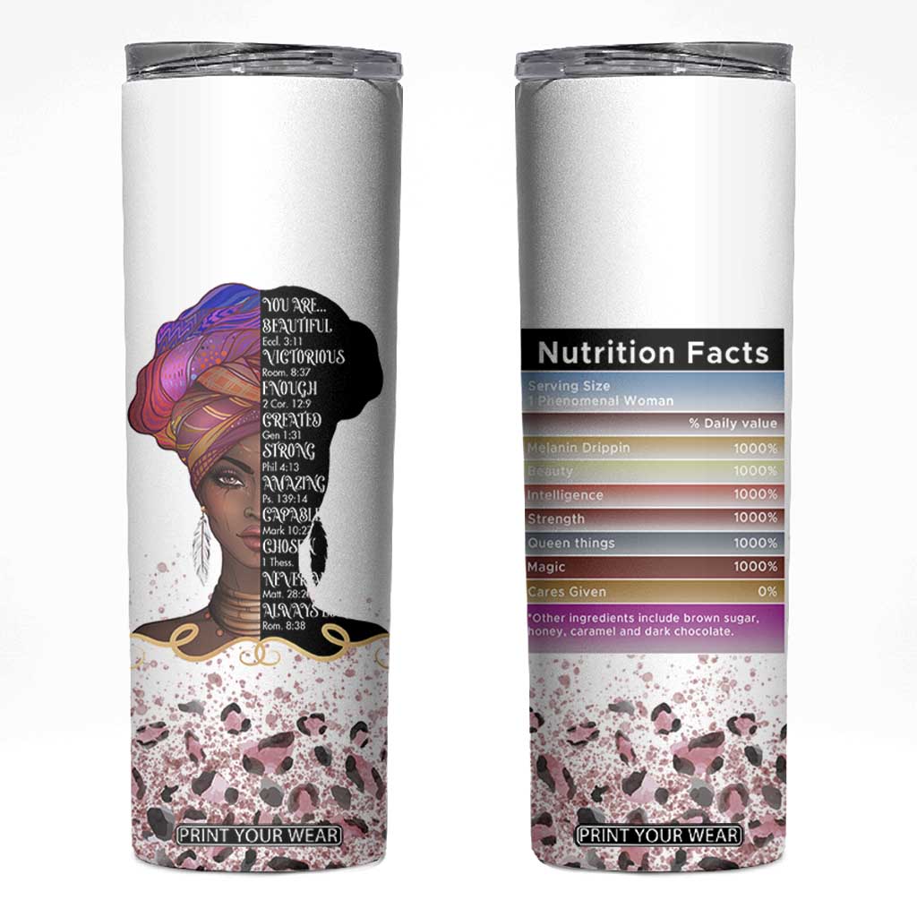 Christian Gifts For Afro Women Skinny Tumbler You Are Bible Verse Religious Gifts Leopard TB10 White Print Your Wear