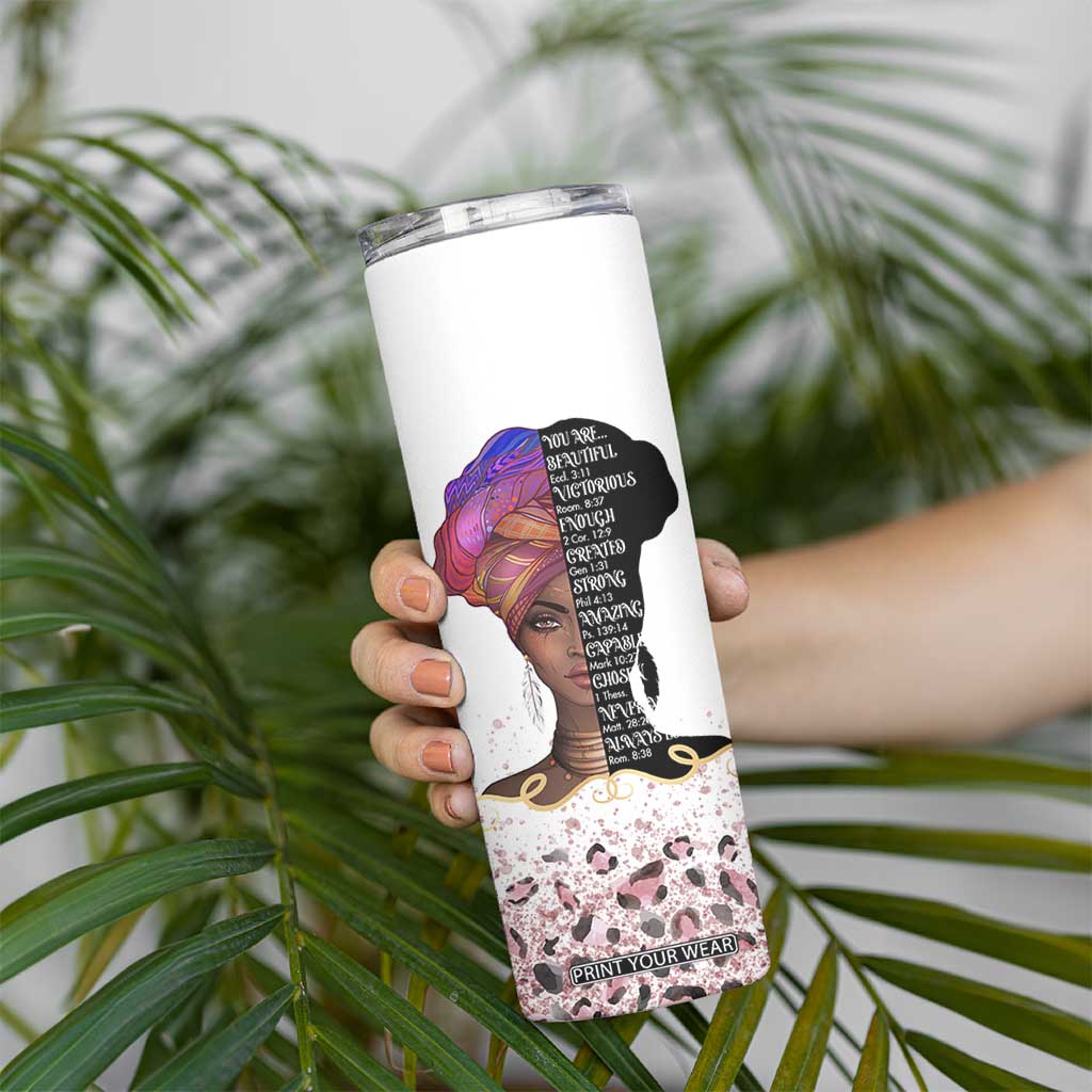 Christian Gifts For Afro Women Skinny Tumbler You Are Bible Verse Religious Gifts Leopard TB10 Print Your Wear