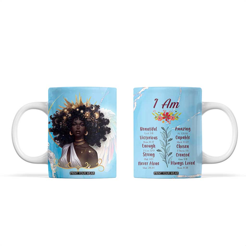 Christian Gifts for Black Women Coffee Mug African American Afro Black Girl Encouragement Religious Gift TB10 Blue Print Your Wear