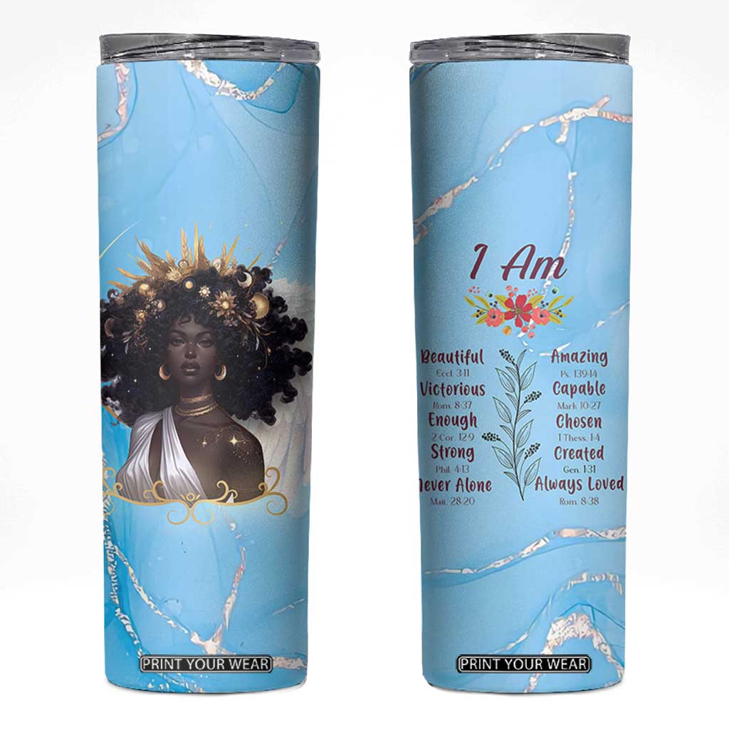 Christian Gifts for Black Women Skinny Tumbler African American Afro Black Girl Encouragement Religious Gift TB10 Blue Print Your Wear