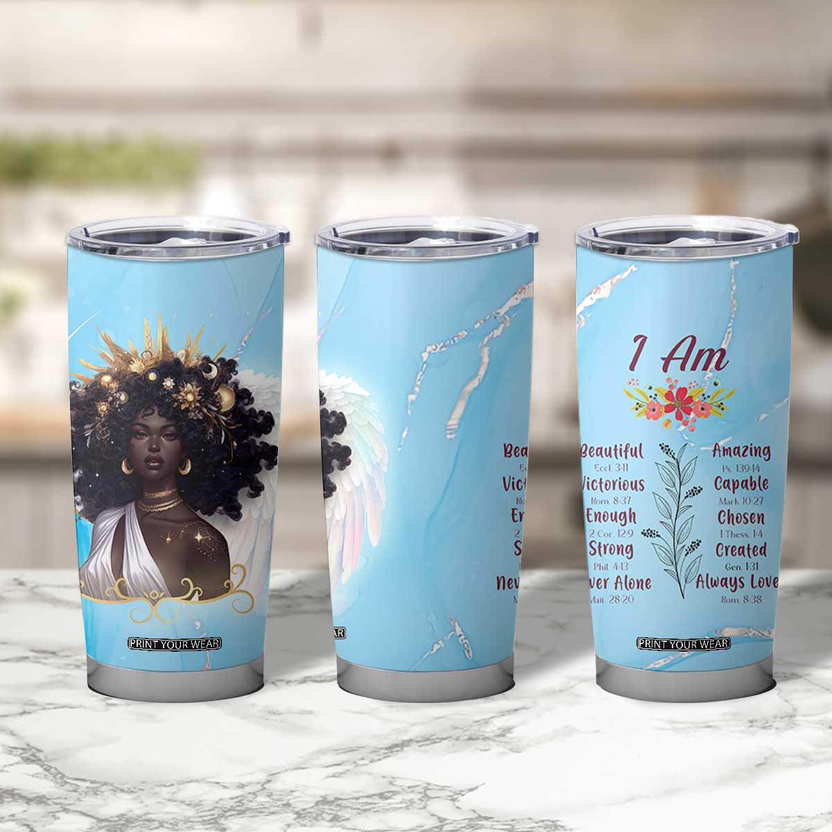 Christian Gifts for Black Women Tumbler Cup African American Afro Black Girl Encouragement Religious Gift TB10 Print Your Wear