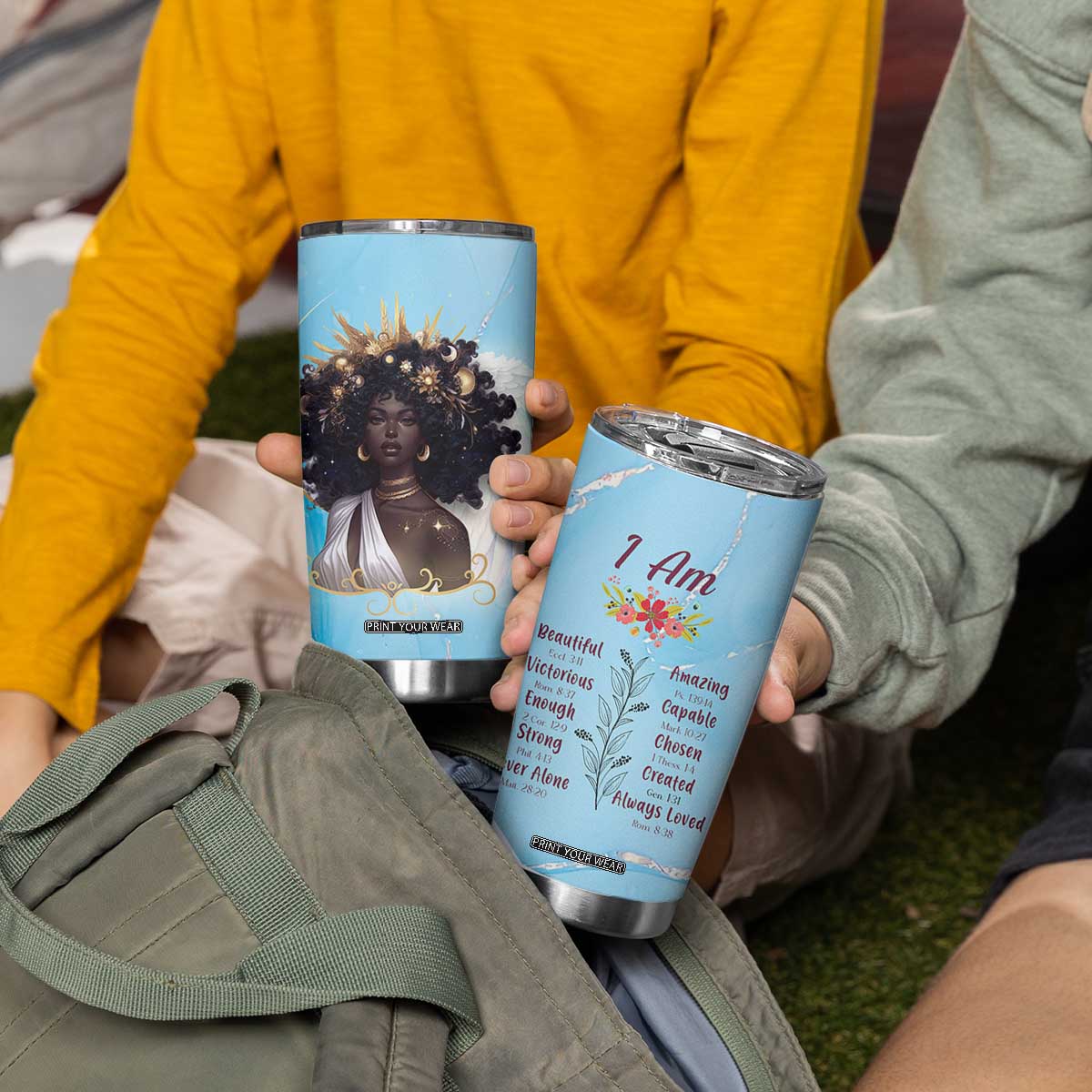 Christian Gifts for Black Women Tumbler Cup African American Afro Black Girl Encouragement Religious Gift TB10 Print Your Wear