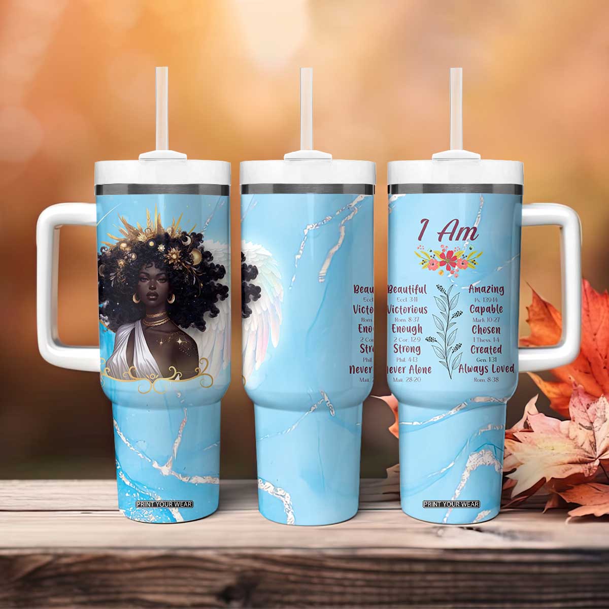 Christian Gifts for Black Women Tumbler With Handle African American Afro Black Girl Encouragement Religious Gift TB10 Print Your Wear