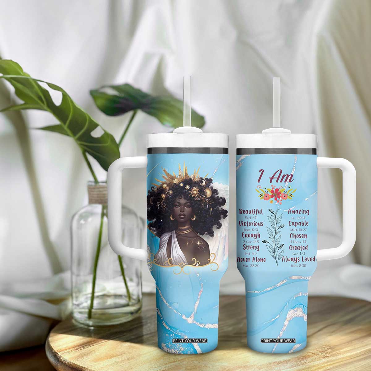 Christian Gifts for Black Women Tumbler With Handle African American Afro Black Girl Encouragement Religious Gift TB10 Print Your Wear