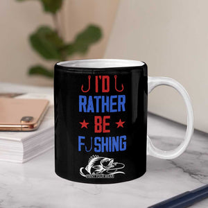 Fishing Gifts Coffee Mug Id Rather Be Fishing Bass Fish American Flag TB10 Print Your Wear