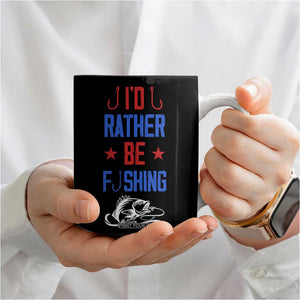 Fishing Gifts Coffee Mug Id Rather Be Fishing Bass Fish American Flag TB10 Print Your Wear