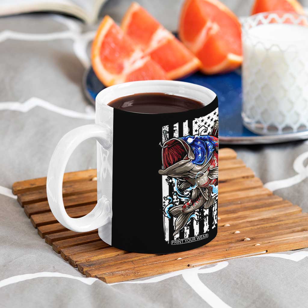 Fishing Gifts Coffee Mug Id Rather Be Fishing Bass Fish American Flag TB10 Print Your Wear