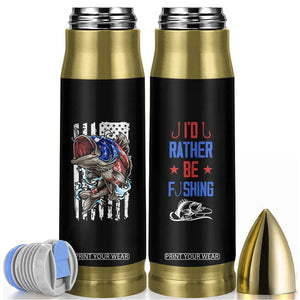 Fishing Gifts Bullet Tumbler Id Rather Be Fishing Bass Fish American Flag TB10 Black Print Your Wear