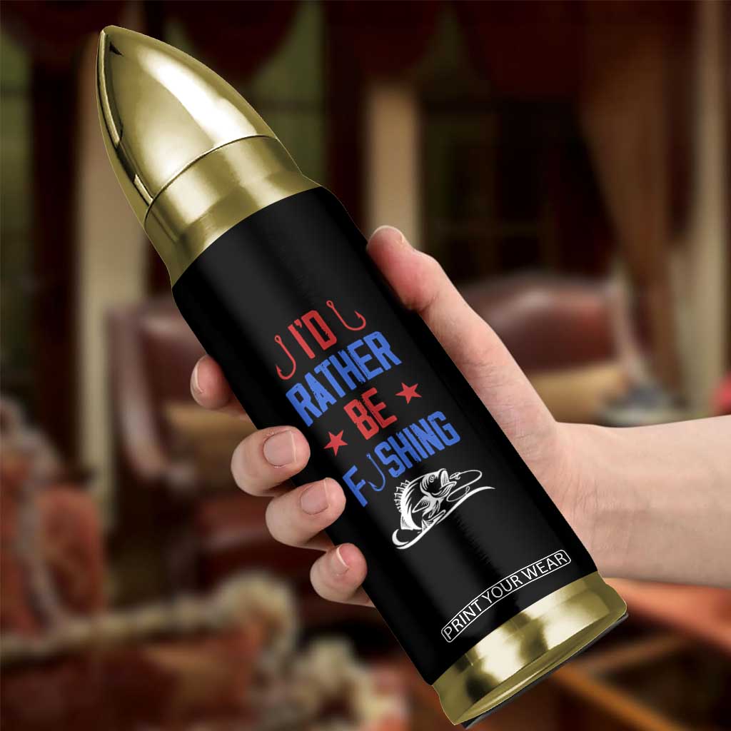 Fishing Gifts Bullet Tumbler Id Rather Be Fishing Bass Fish American Flag TB10 Print Your Wear