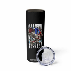 Fishing Gifts Skinny Tumbler Id Rather Be Fishing Bass Fish American Flag TB10 Print Your Wear