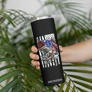 Fishing Gifts Skinny Tumbler Id Rather Be Fishing Bass Fish American Flag TB10 Print Your Wear