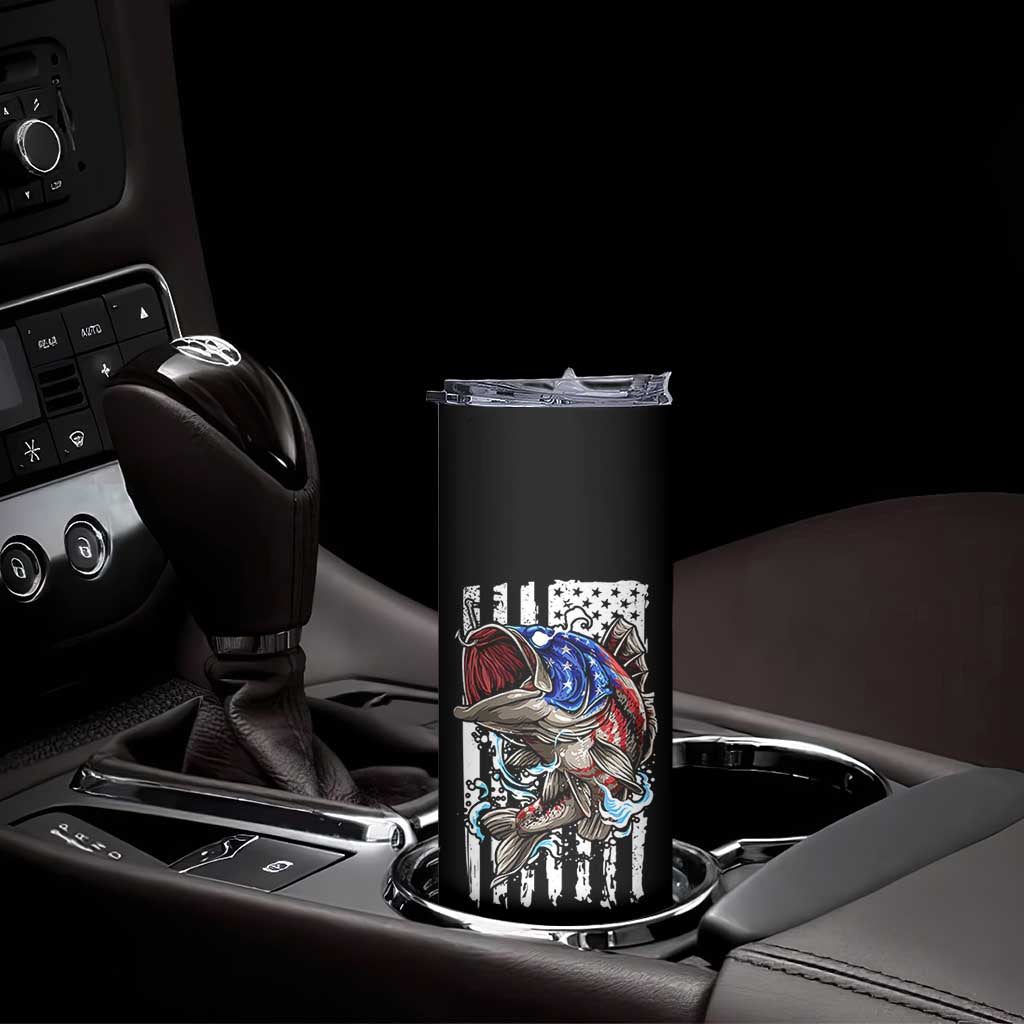 Fishing Gifts Skinny Tumbler Id Rather Be Fishing Bass Fish American Flag TB10 Print Your Wear