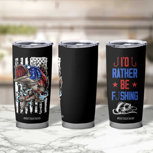 Fishing Gifts Tumbler Cup Id Rather Be Fishing Bass Fish American Flag TB10 Print Your Wear
