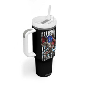 Fishing Gifts Tumbler With Handle Id Rather Be Fishing Bass Fish American Flag TB10 Print Your Wear