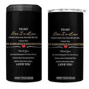 Son In Law Gifts 4 in 1 Can Cooler Tumbler Future SIL Wedding Gift From Mother In Law MIL TB10 One Size: 16 oz Black Print Your Wear