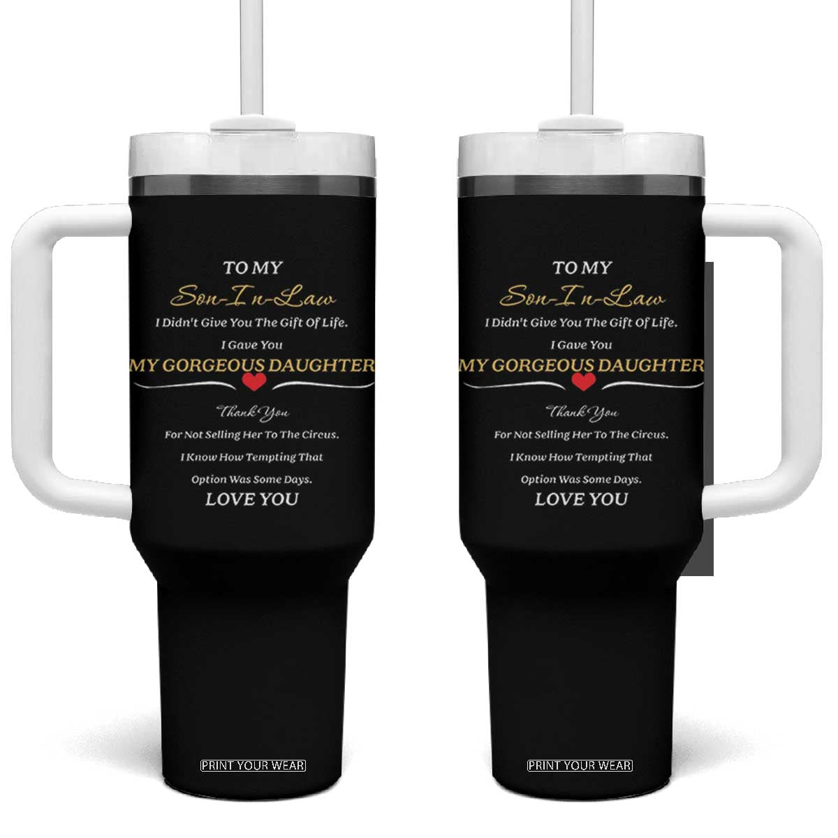 Son In Law Gifts Tumbler With Handle Future SIL Wedding Gift From Mother In Law MIL TB10 One Size: 40 oz Black Print Your Wear