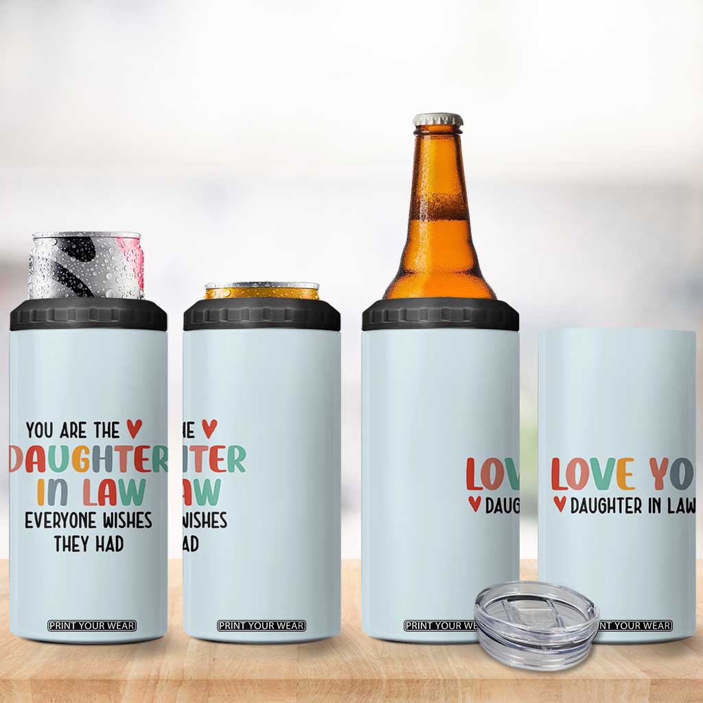 Love Gifts For Daughter In Law 4 in 1 Can Cooler Tumbler Wedding Day Gift From Mother In Law TB10 Print Your Wear