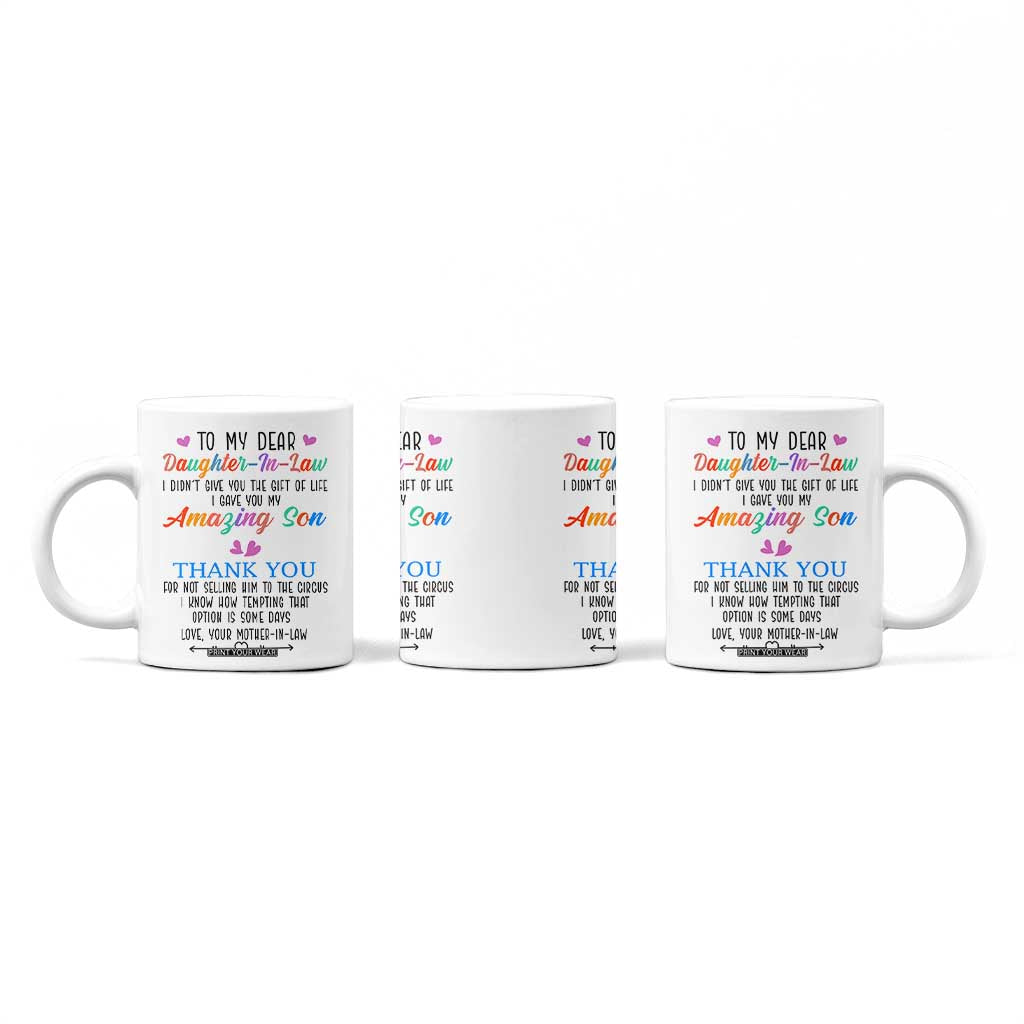 Gifts For Daughter In Law Coffee Mug Funny Wedding Day Gift From Mother In Law TB10 Print Your Wear