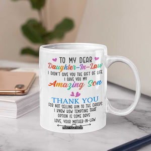 Gifts For Daughter In Law Coffee Mug Funny Wedding Day Gift From Mother In Law TB10 Print Your Wear