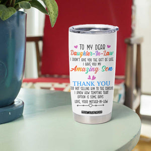 Gifts For Daughter In Law Tumbler Cup Funny Wedding Day Gift From Mother In Law TB10 Print Your Wear