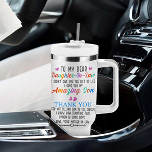 Gifts For Daughter In Law Tumbler With Handle Funny Wedding Day Gift From Mother In Law TB10 Print Your Wear