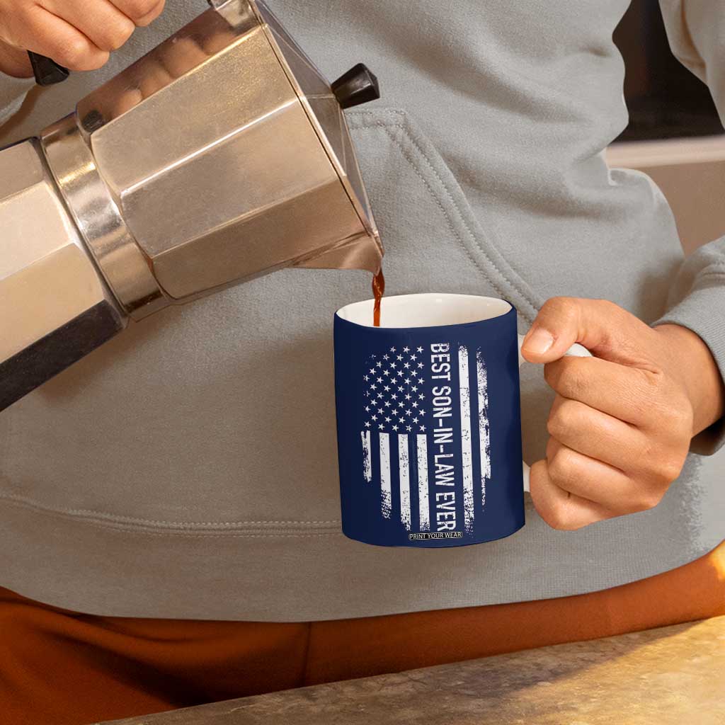 My Son In Law Is My Favorite Child Coffee Mug Funny Gift For Mother-in-Law Father-in-Law USA Flag TB10 Print Your Wear