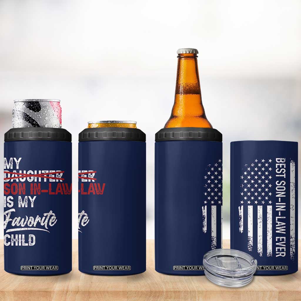 My Son In Law Is My Favorite Child 4 in 1 Can Cooler Tumbler Funny Gift For Mother-in-Law Father-in-Law USA Flag TB10 Print Your Wear