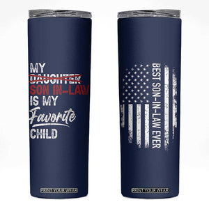 My Son In Law Is My Favorite Child Skinny Tumbler Funny Gift For Mother-in-Law Father-in-Law USA Flag TB10 Navy Print Your Wear