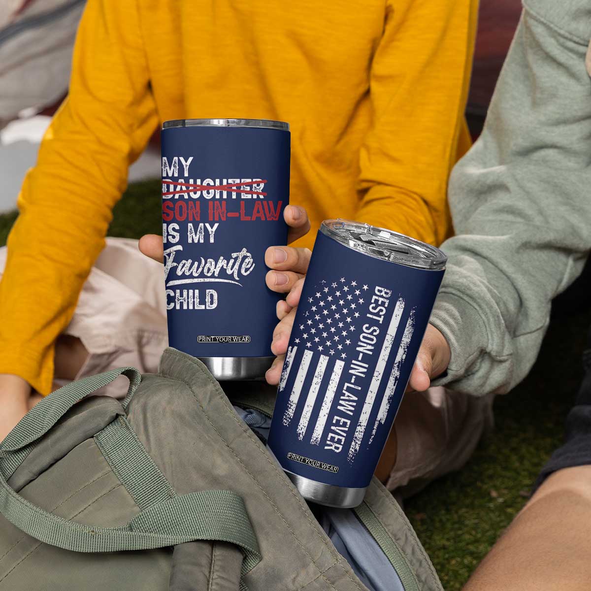 My Son In Law Is My Favorite Child Tumbler Cup Funny Gift For Mother-in-Law Father-in-Law USA Flag TB10 Print Your Wear