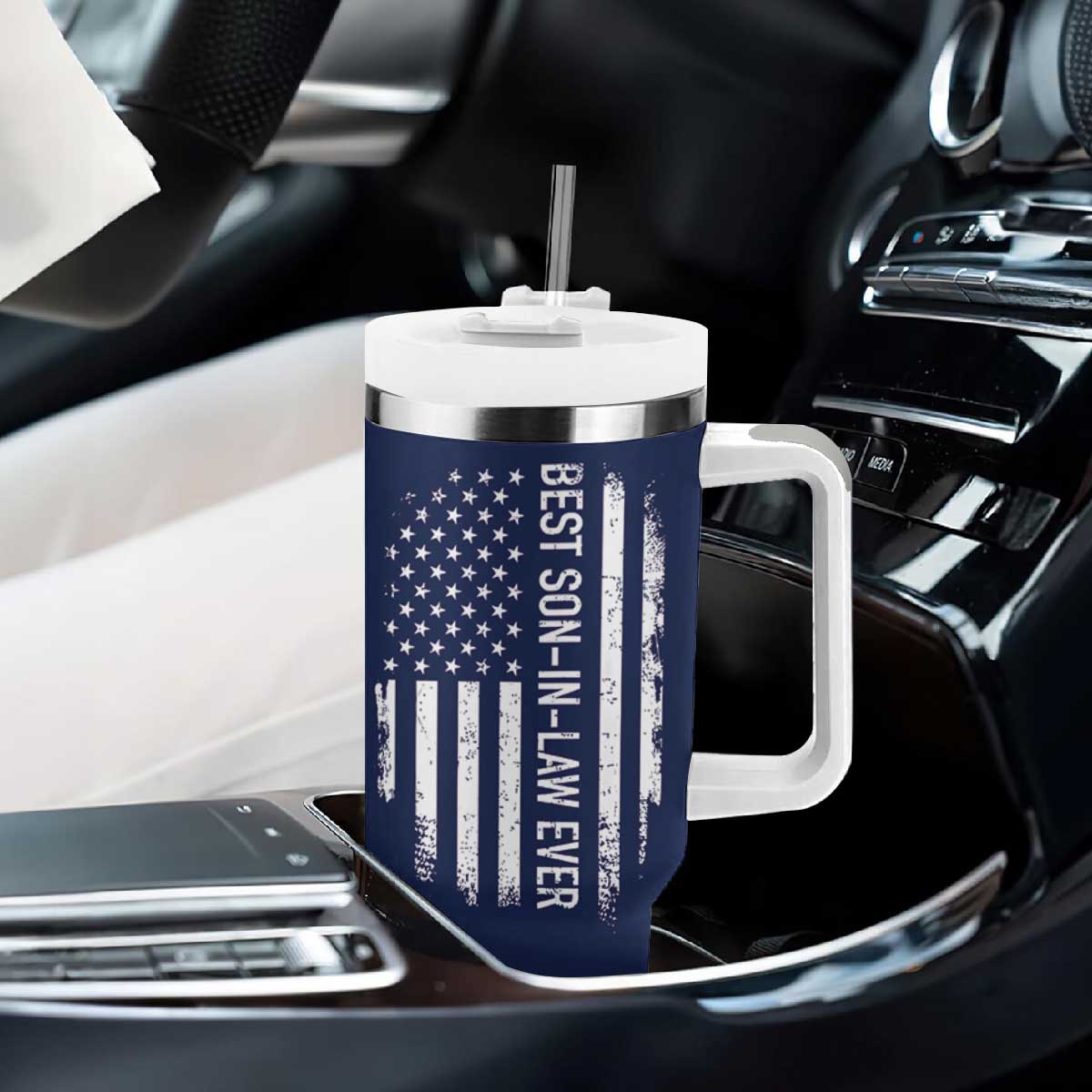 My Son In Law Is My Favorite Child Tumbler With Handle Funny Gift For Mother-in-Law Father-in-Law USA Flag TB10 Print Your Wear