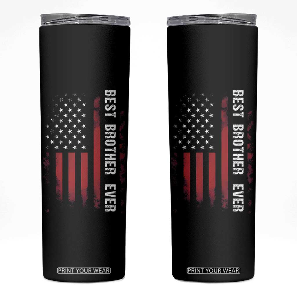 Best Brother Ever Skinny Tumbler Retro US Flag Gifts From Sisters Siblings TB10 Black Print Your Wear