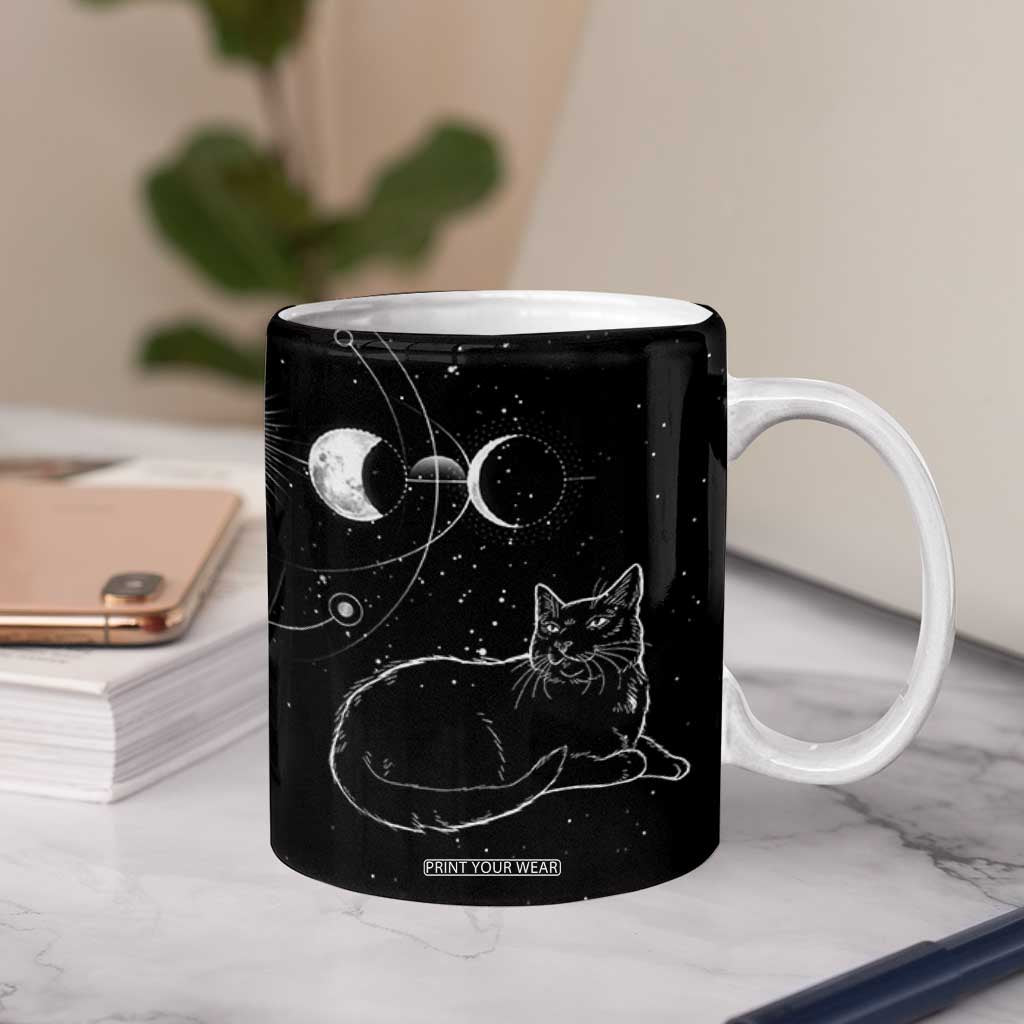 Black Cat Coffee Mug Cat Lover Gifts For Women Funny Goth Witch Gothic TB10 Print Your Wear