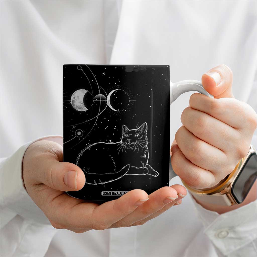 Black Cat Coffee Mug Cat Lover Gifts For Women Funny Goth Witch Gothic TB10 Print Your Wear