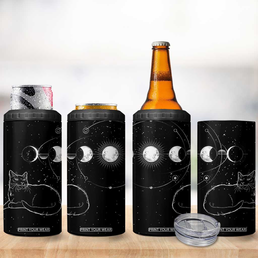Black Cat 4 in 1 Can Cooler Tumbler Cat Lover Gifts For Women Funny Goth Witch Gothic TB10 Print Your Wear