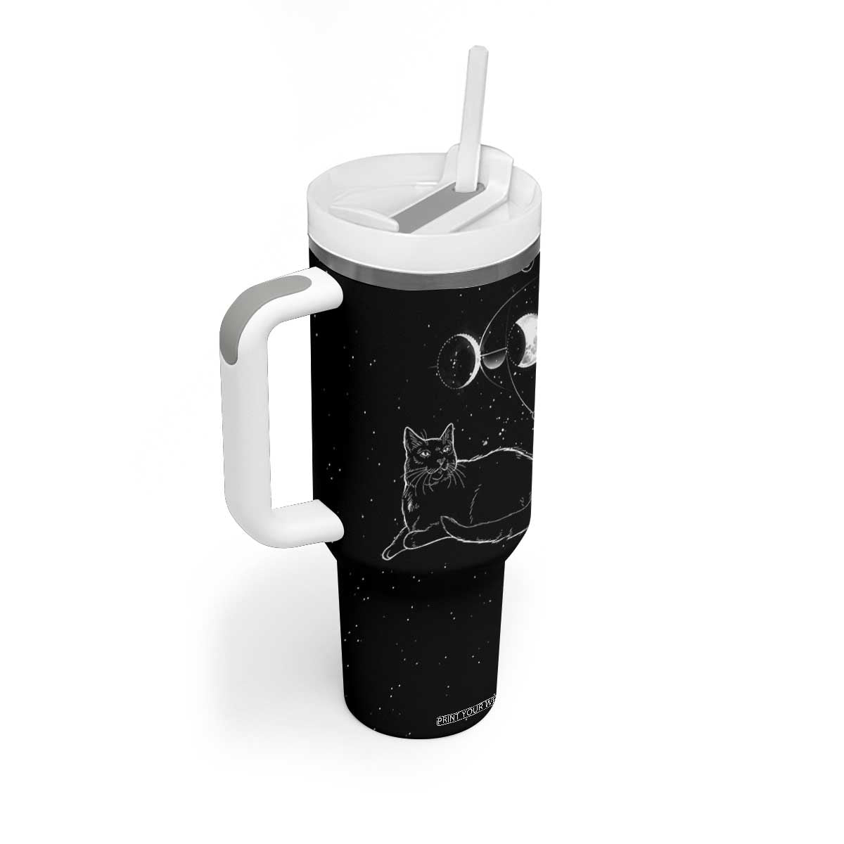 Black Cat Tumbler With Handle Cat Lover Gifts For Women Funny Goth Witch Gothic TB10 Print Your Wear