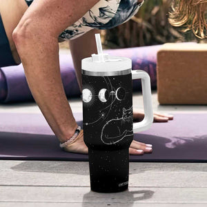 Black Cat Tumbler With Handle Cat Lover Gifts For Women Funny Goth Witch Gothic TB10 Print Your Wear